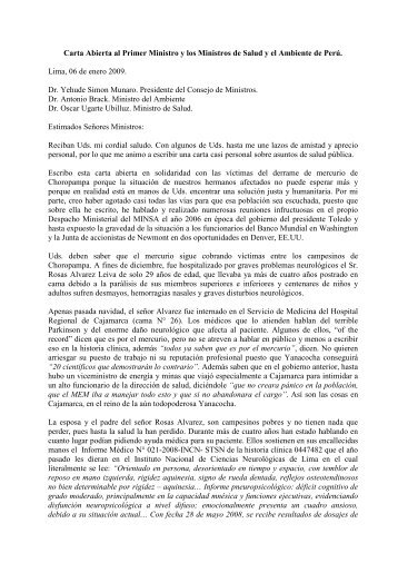 Carta Abierta al Primer Ministro y los Ministros de Salud y el ...