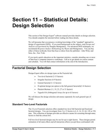 Section 11 â Statistical Details: Design Selection - Statease.info