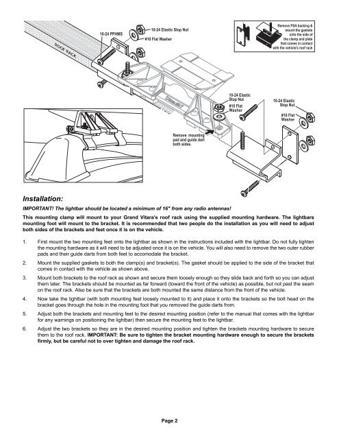 13973: Lightbar Roof Rack Mount - Whelen Engineering