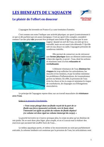 LES BIENFAITS DE L'AQUAGYM