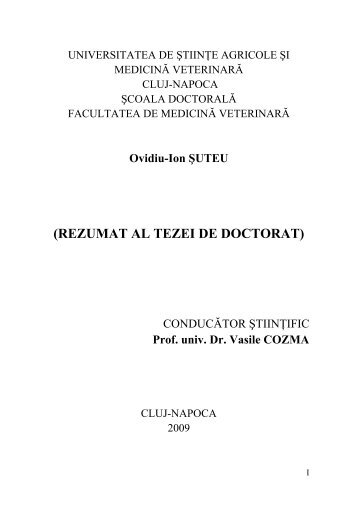 REZUMATUL TEZEI DE DOCTORAT - USAMV Cluj-Napoca