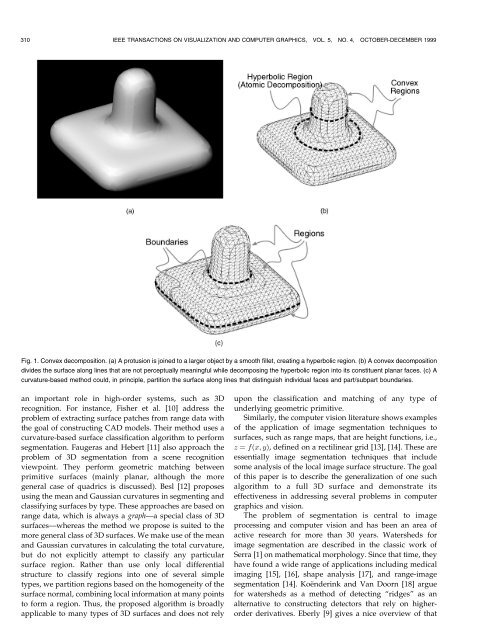 Partitioning 3D Surface Meshes Using Watershed Segmentation