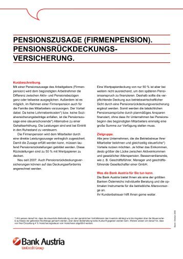 PENSIONSZUSAGE (FIRMENPENSION - Bank Austria