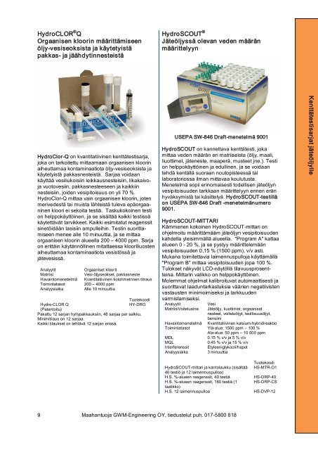 KenttÃ¤analysaattorit - GWM-Engineering Oy