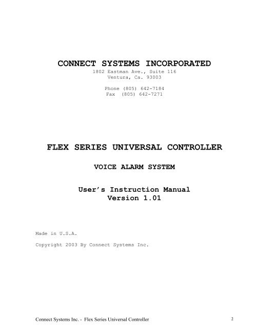connect systems incorporated flex series universal controller