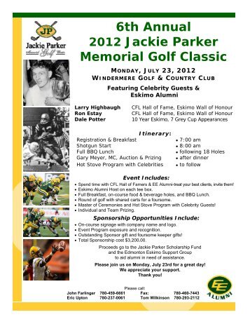 6th Annual 2012 Jackie Parker Memorial Golf Classic - Canadian ...