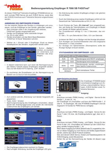 Bedienungsanleitung Empfänger R 7008 SB FASSTest®