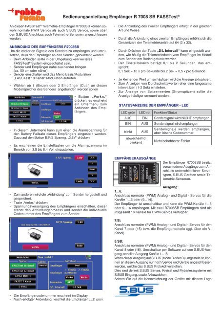 Bedienungsanleitung Empfänger R 7008 SB FASSTest®