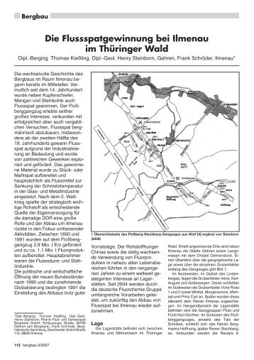 Die Flussspatgewinnung bei Ilmenau im Thüringer  Wald - RDB eV