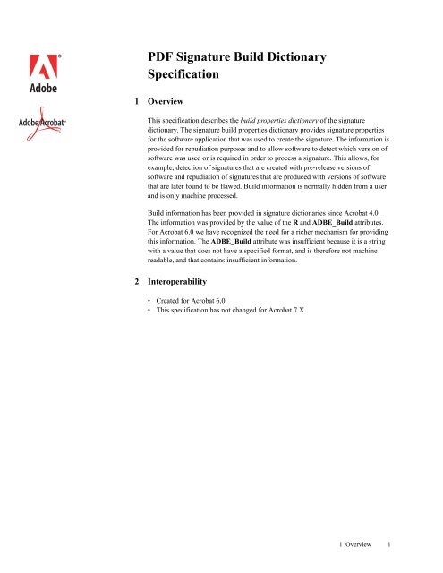 PDF Signature Build Dictionary Specification For ... - Adobe Partners