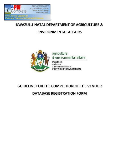 Agriculture Vendor Database Registration Guidelines