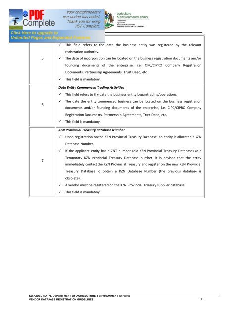 Agriculture Vendor Database Registration Guidelines