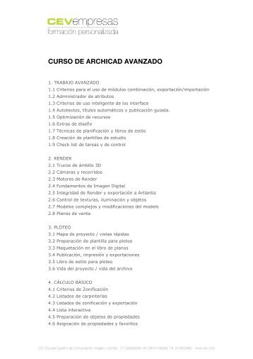 CURSO DE ARCHICAD AVANZADO - cev empresas