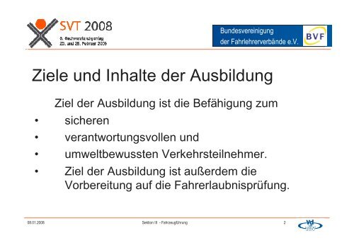 Ziele der Fahrschülerausbildung und Fahrerlaubnisprüfung ...