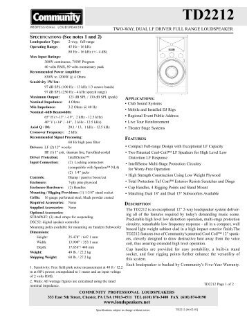 TD2212 - Community Professional Loudspeakers