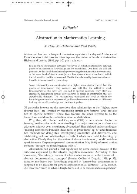 Abstraction in Mathematics Learning - merga