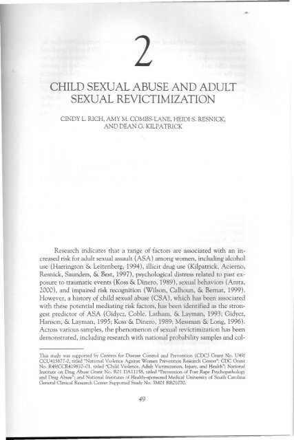 CHILD SEXUAL ABUSE AND ADULT SEXUAL REVICTIMIZATION