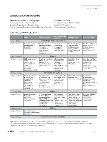 SCHEDULE PLANNING GUIDE - Financial Services Institute