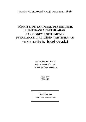 türkiye'de tarımsal destekleme politikası aracı olarak fark ödeme ...