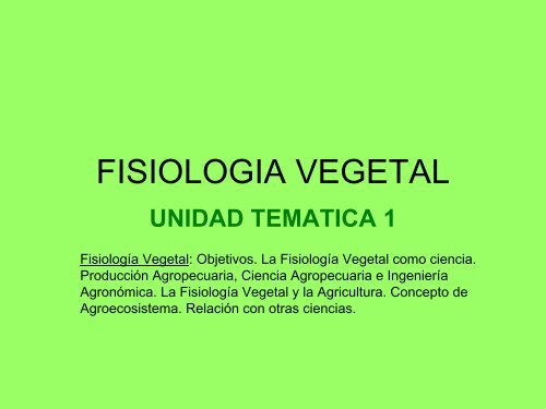 FISIOLOGIA VEGETAL - Facultad de Ciencias Agropecuarias