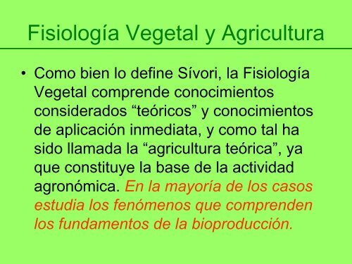 FISIOLOGIA VEGETAL - Facultad de Ciencias Agropecuarias