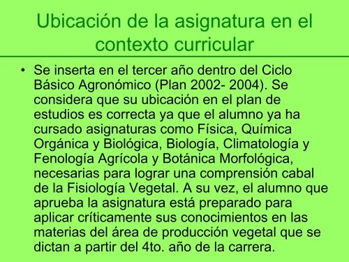 FISIOLOGIA VEGETAL - Facultad de Ciencias Agropecuarias