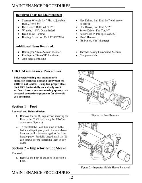 Controlled Impact Rescue Tool (CIRT) Operator's Manual - Raytheon