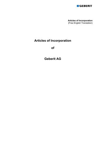 articles of incorporation Art. 3a - Geberit AG - Annual Report 2012