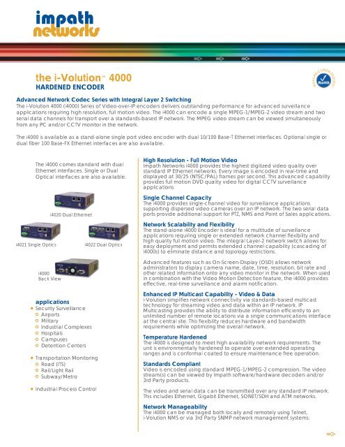 Product Data Sheet - iMPath Networks