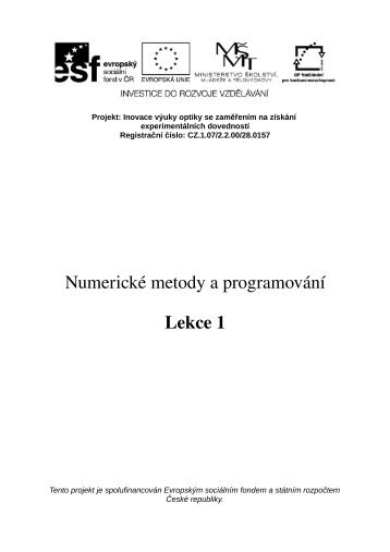 NumerickÃ© metody a programovÃ¡nÃ­ Lekce 1