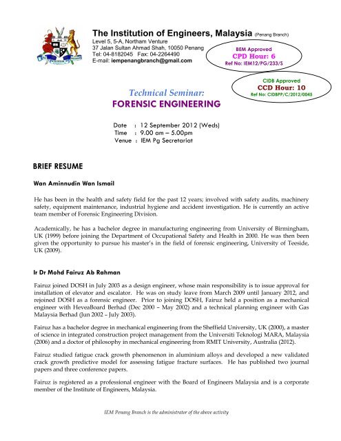 FORENSIC ENGINEERING - The Institution of Engineers, Malaysia ...