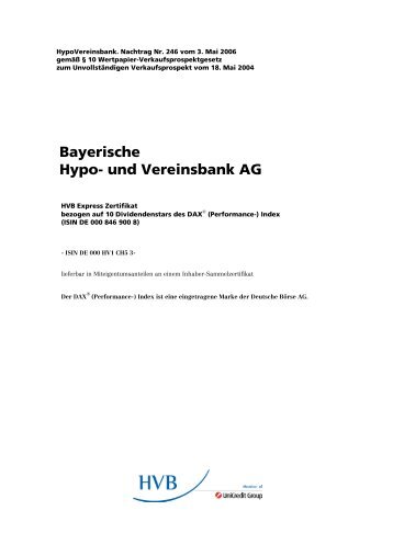 Bayerische Hypo- und Vereinsbank AG - Börse Stuttgart