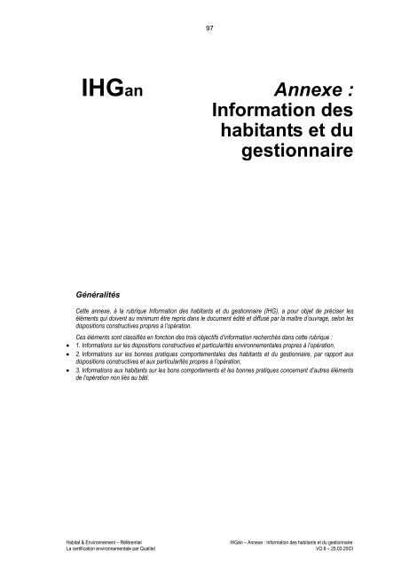 Habitat & Environnement - Qualité Logement