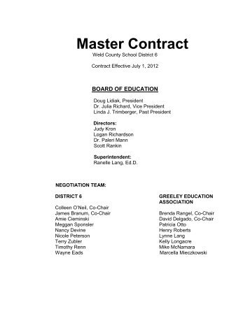 Master Contract - Greeley Schools