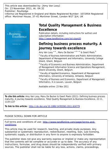 Hogeschool Gent Defining business process maturity. Van Looy ...
