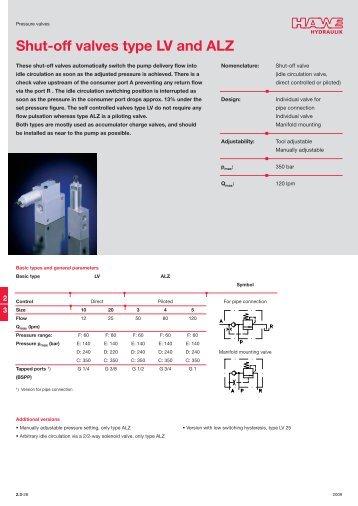 Shut-off valves type LV and ALZ - Hidracomp