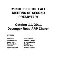 October 11 - Associate Reformed Presbyterian Church