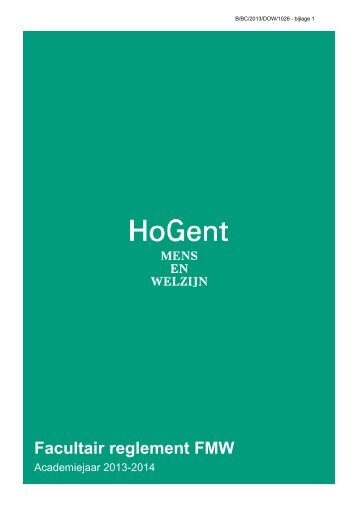 Faculteit Mens en Welzijn 2013-2014 (pdf) - Hogeschool Gent