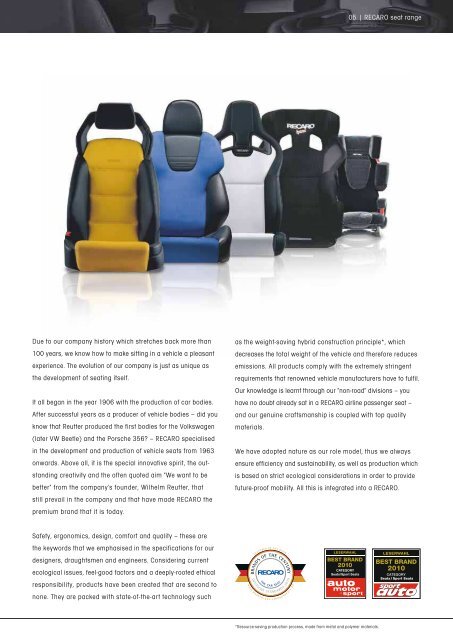 Seat range - Recaro