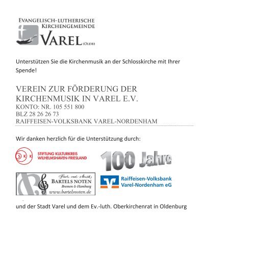 Das gesamte Programm - Ev.-luth. Kirchengemeinde Varel