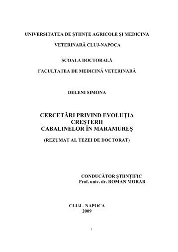 Rezumat teza doctorat Deleni Simona - USAMV Cluj-Napoca