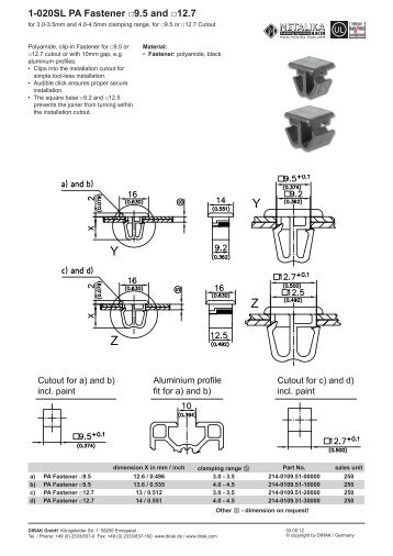 1-020SL PA Fastener 9.5 and 12.7