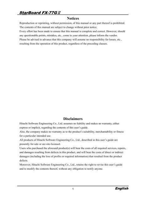 StarBoard FX-77Gâ…¡ - Download.Hitachisolutions-Us.Com