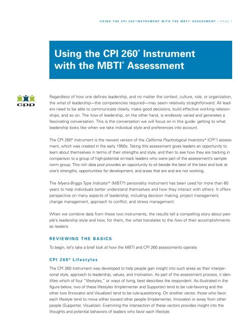 MBTI (Myers-Briggs Typology Instrument)