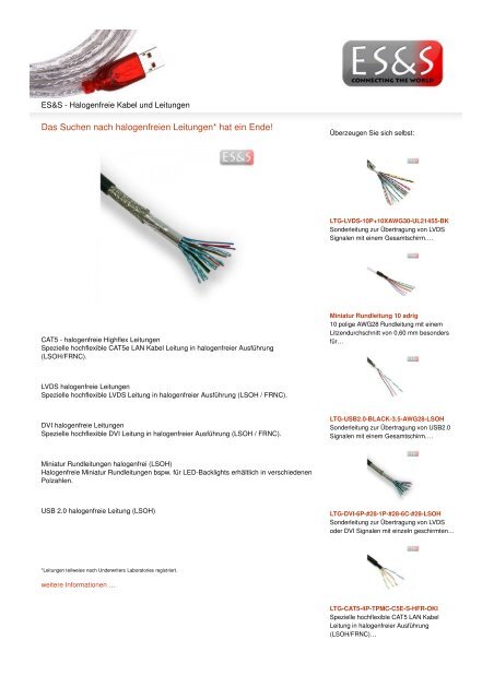 ES&S - Halogenfreie Kabel und Leitungen - ES&S Solutions GmbH