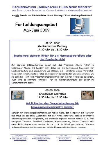 Fortbildungsprogramm Mai-Juni 2009 - It-fachberatung-marburg.de