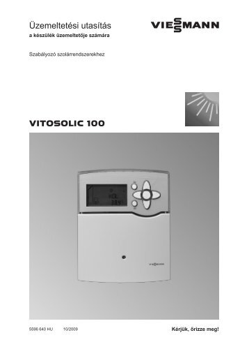 Vitosolic 100, SD1 típusú szolárszabályozó (2010-től) - Viessmann