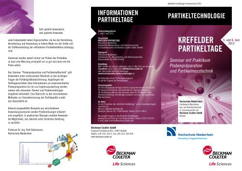 KREFELDER PARTIKELTAGE - Beckman Coulter