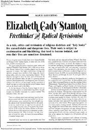 Elizabeth Cady Stanton: Freethinker and radical revisionist