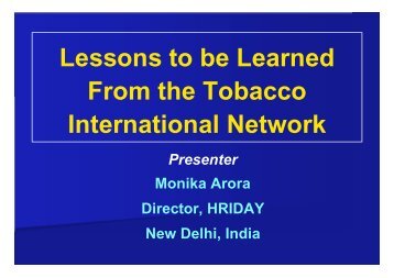 Lessons to be Learned From the Tobacco International ... - apapa